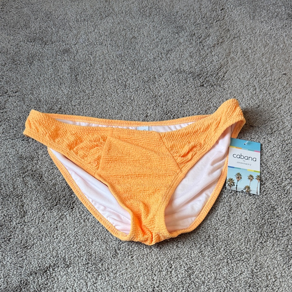Cabana by Crown & Ivy Orange Textured Bikini Bottom SIZE L NWT